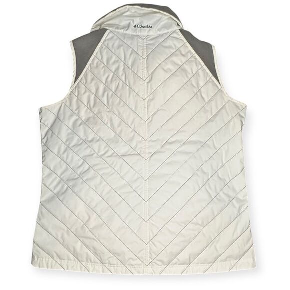 COLUMBIA Women’s White Gray Perfect Mix Full Zip Quilted Vest Size 1X - Picture 2 of 6